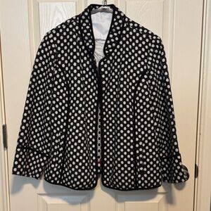 Chico's Large Black White Polka Dot Open Front Jacket